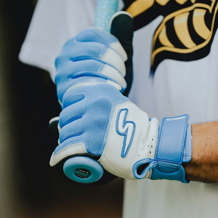 Sting Squad Batting Gloves - Columbia/White & Graphite (Bee Logo)