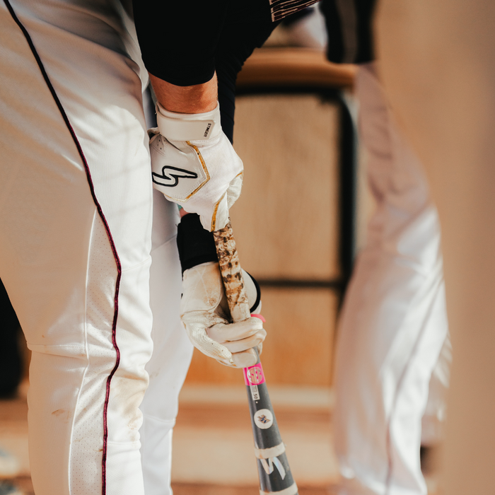 Sting Squad Batting Gloves - White & Gold Chrome (Bee Logo)