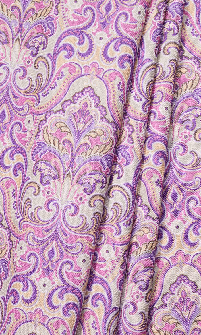 Fleur De Lis Print Drapes for Living, Bedroom, Kitchen, Bathroom (Pink/ Purple)