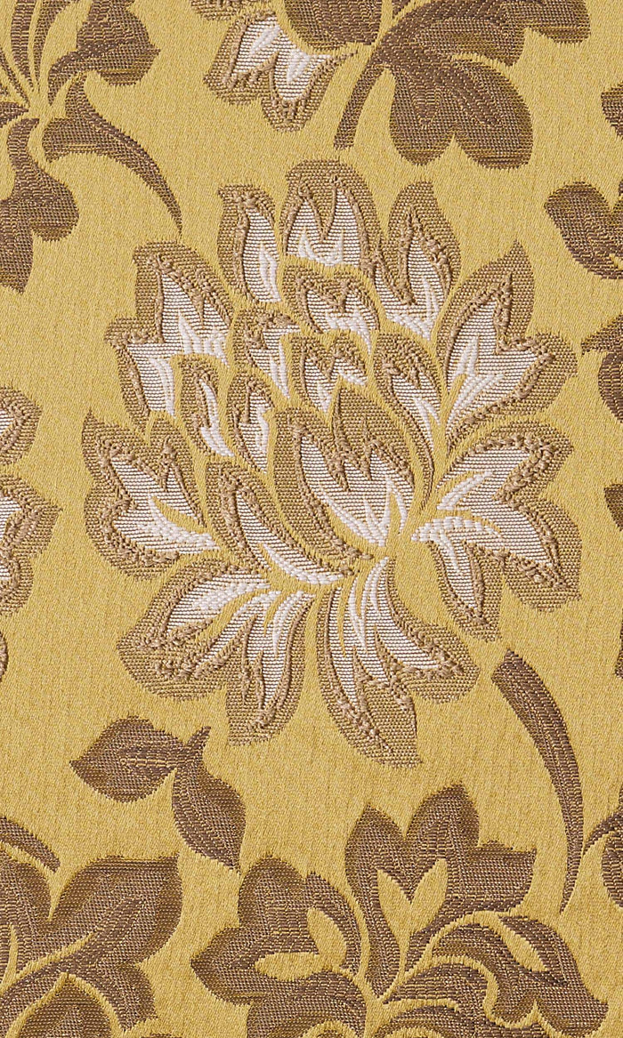 Floral Pinch Pleat, Rod Pocket, Eyelet Curtains (Mustard)