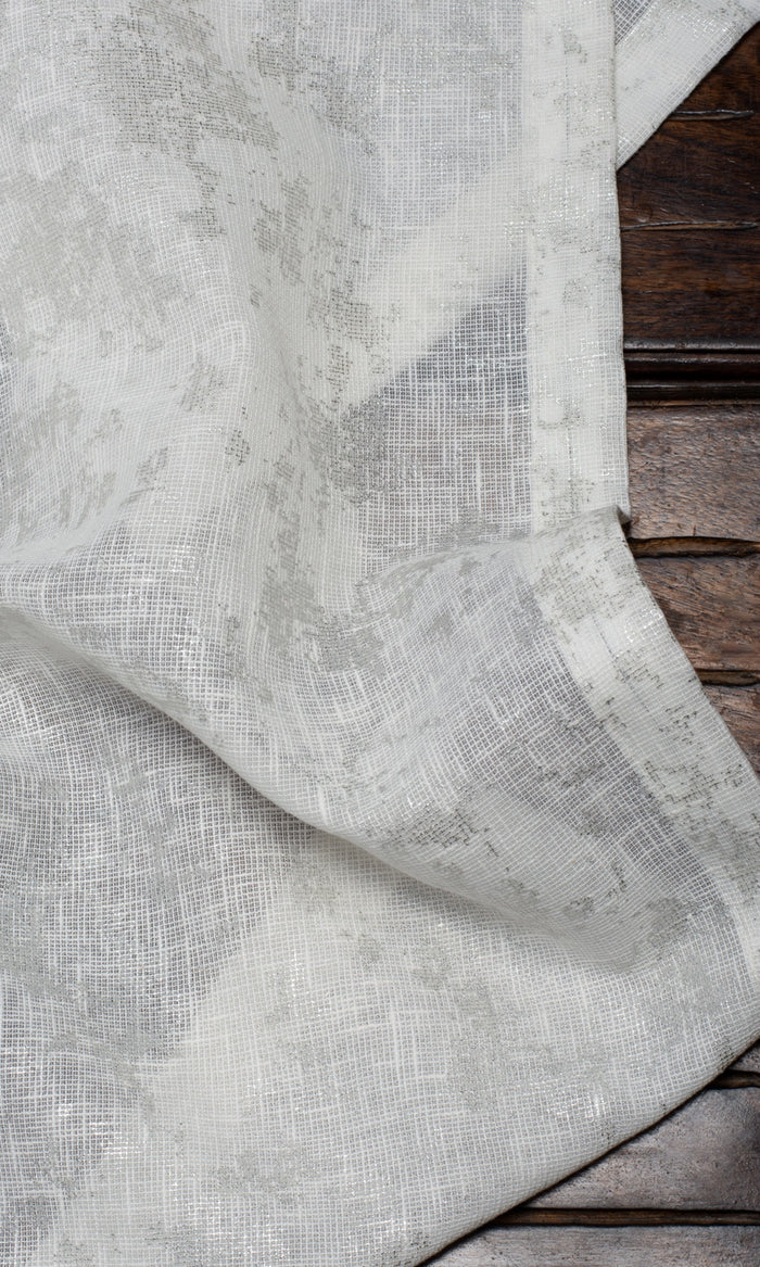 Metallic Accented Window Treatments Fabric By the Metre (White/ Silver)