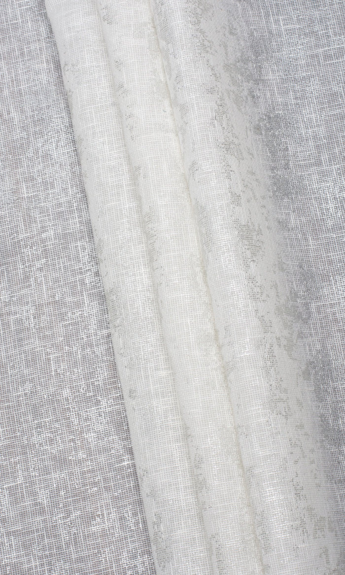 Metallic Accented Home Textile Fabric Material By the Metre (White/ Silver)