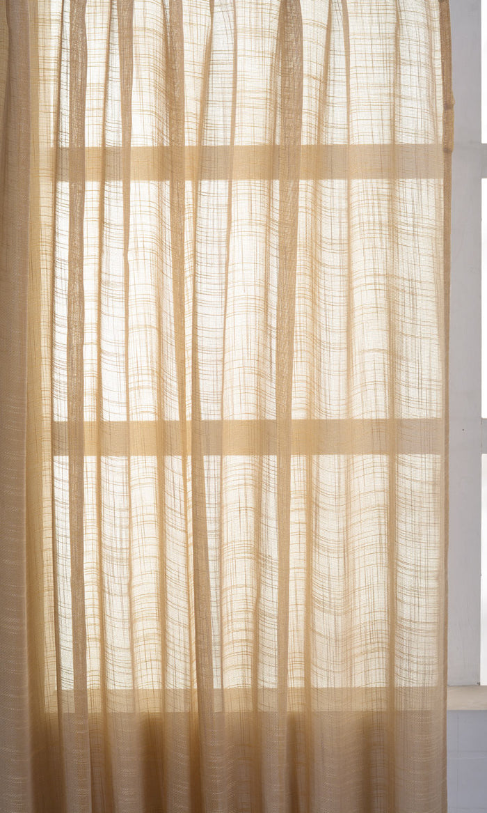 Textured Natural Sheer Any Size Style Curtains (Beige)