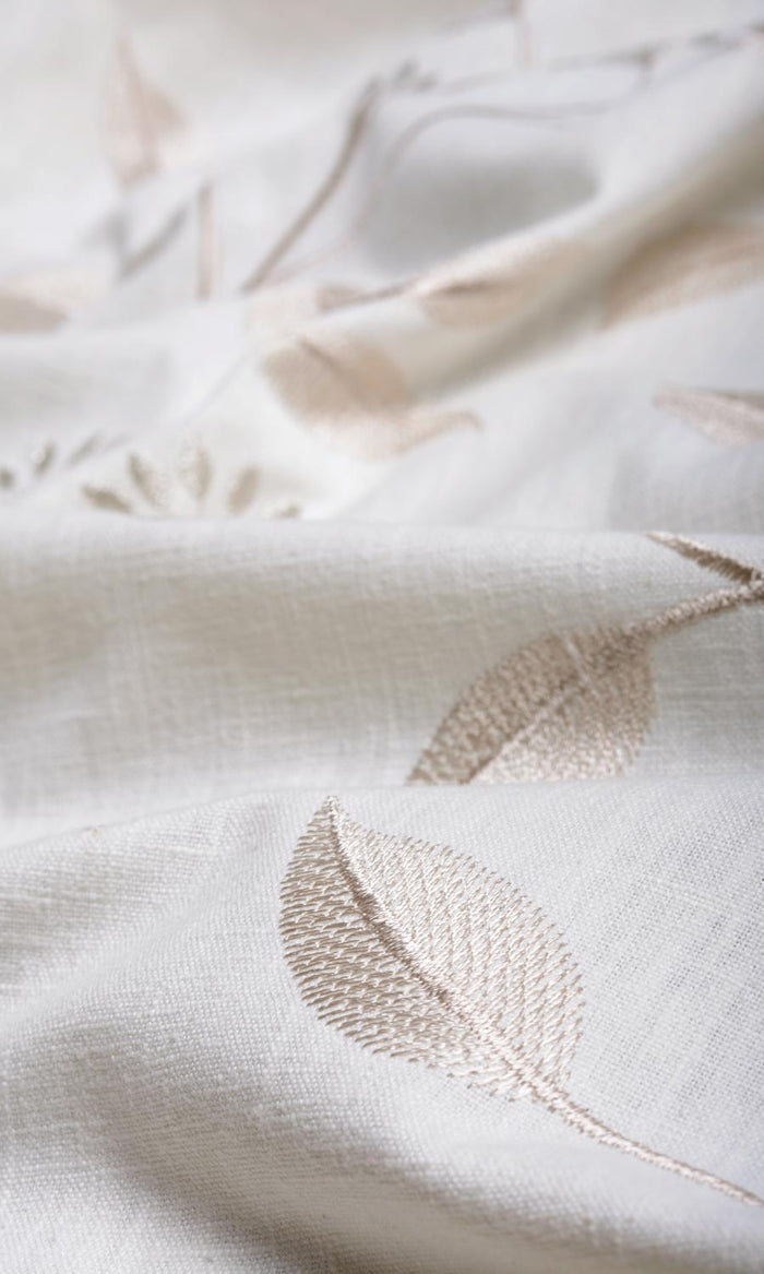 Floral Embroidery Home Textile Fabric Material By the Metre (White/ Cream)