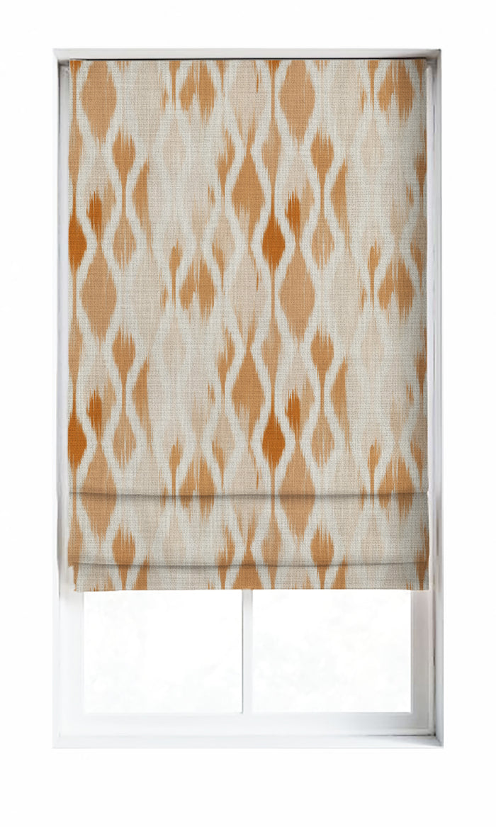 Ikat-Style Drapes for Living, Bedroom, Kitchen, Bathroom (White/ Orange/ Brown)