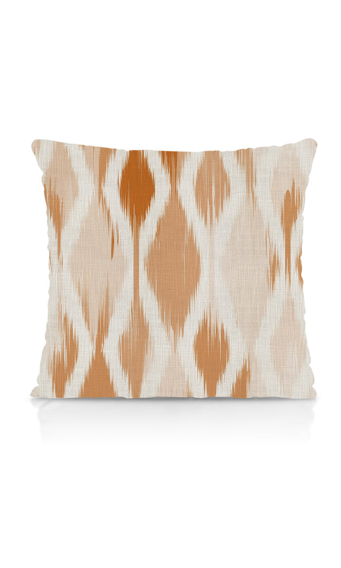 Ikat-Style Home Textile Fabric Material By the Metre (White/ Orange/ Brown)