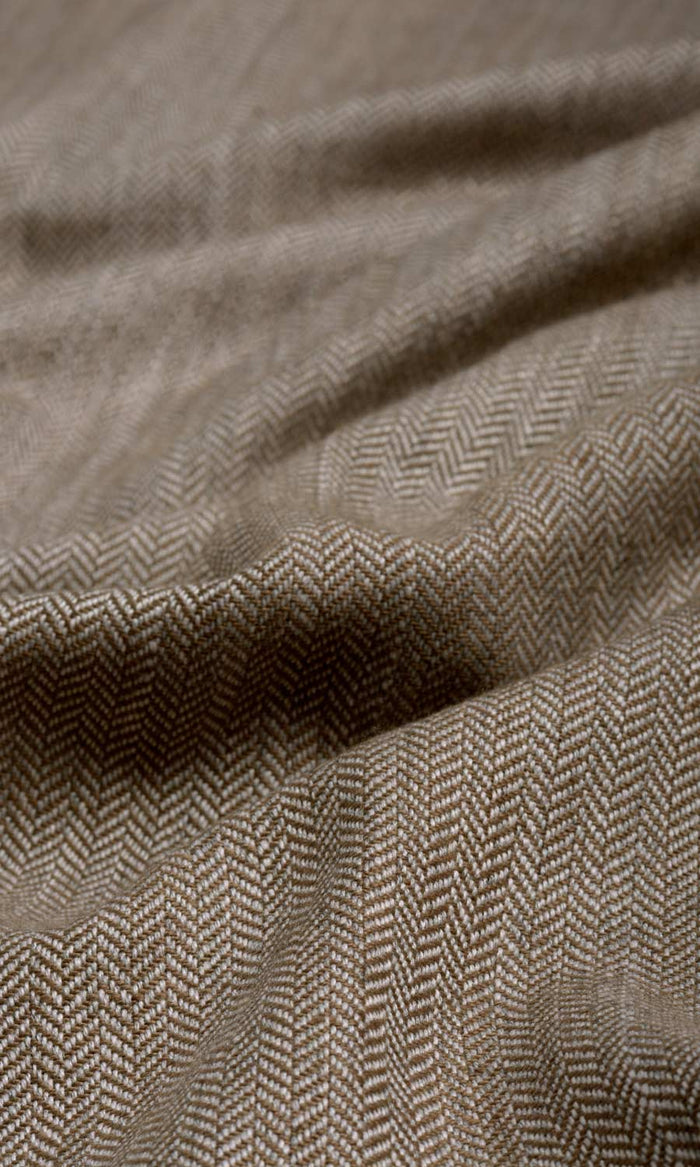 Herringbone Textured Home Textile Fabric Material By the Metre (Brown)