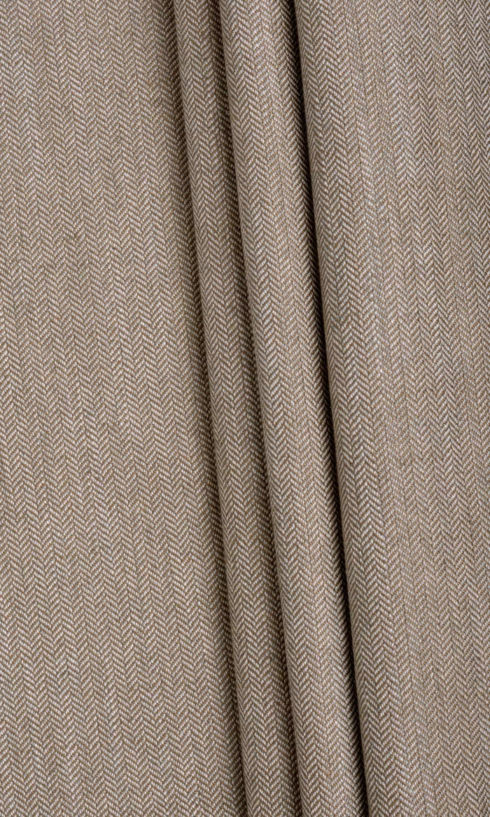 Herringbone Textured Fabric Material By the Metre (Brown)