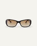 Face shot of Bonnie Clyde Sugar sunglasses in black with brown lenses.