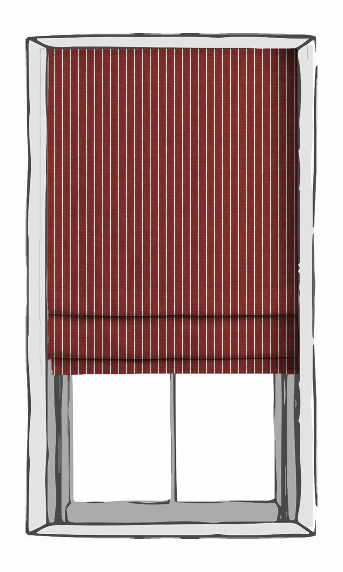 Modern Striped Window Treatments Fabric By the Metre (Slate Grey/ Red)