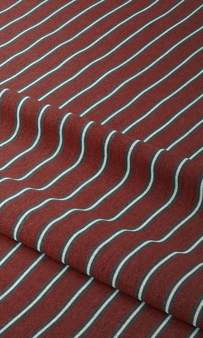 Modern Striped Home Textile Fabric Material By the Metre (Slate Grey/ Red)