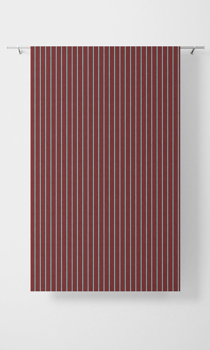 Modern Striped Fabric Material By the Metre (Slate Grey/ Red)