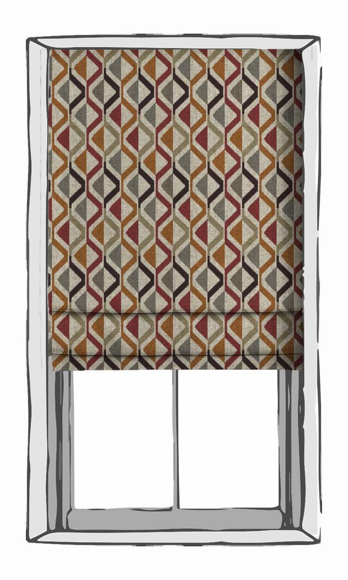 Geometric Striped Home Textile Fabric Material By the Metre (Red/ Orange/ Grey)