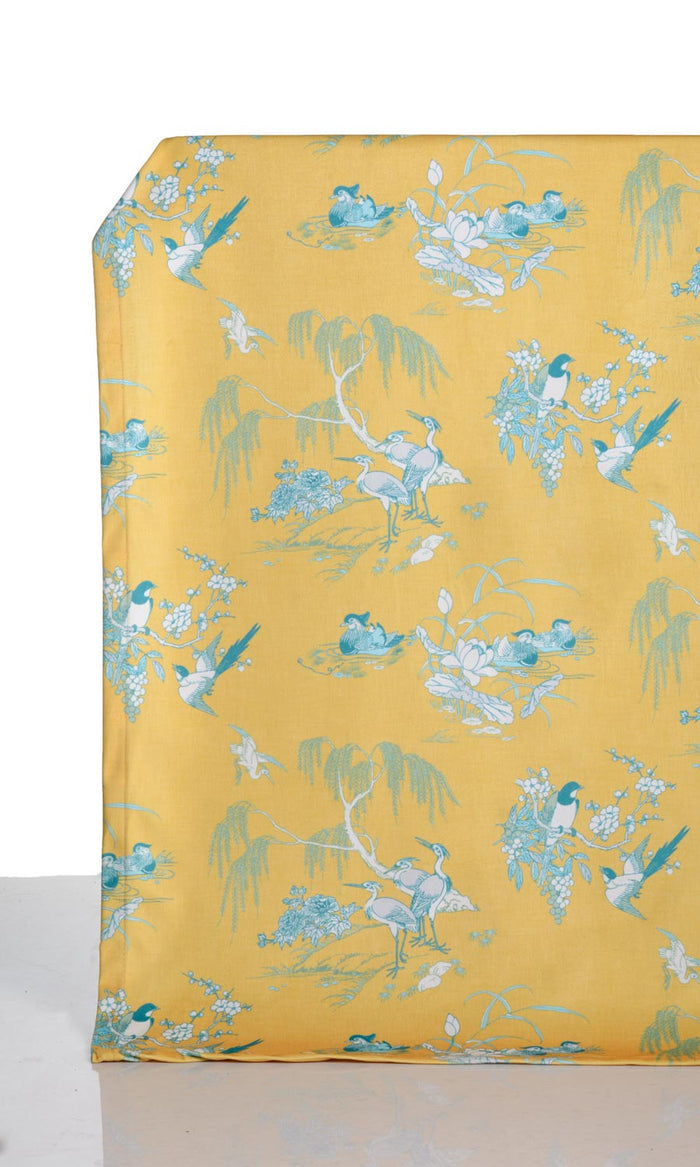 Chinoiserie Toile Velvet Window Treatments Fabric By the Metre (Yellow)