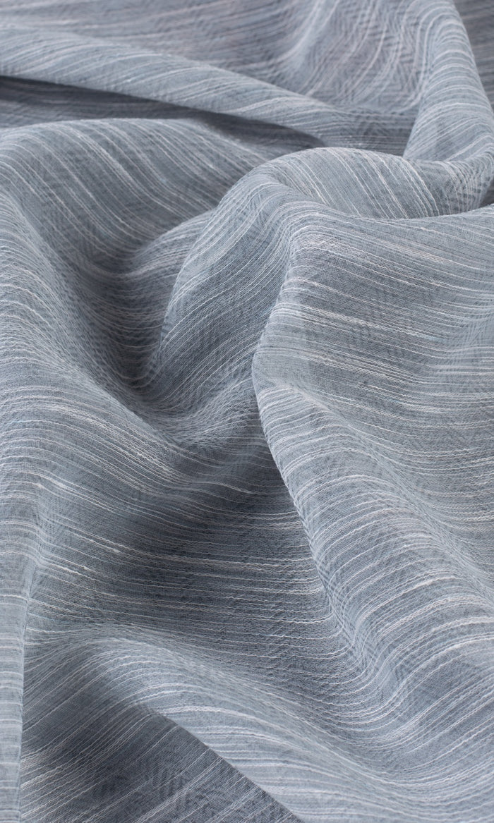 Textured Sheer Window Treatments Fabric By the Metre (Grey/ Blue)