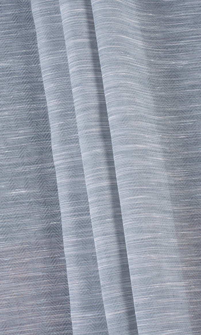 Textured Sheer Fabric Material By the Metre (Grey/ Blue)