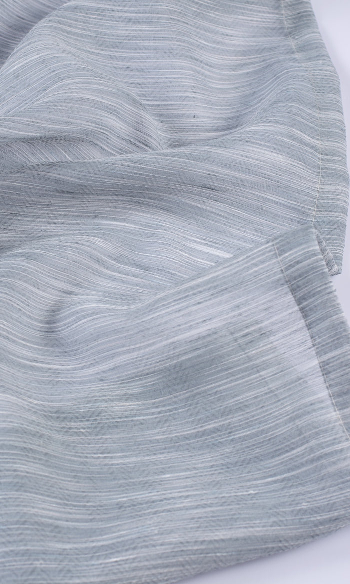 Textured Sheer Fabric By the Metre for Curtains & Drapes (Grey/ Blue)