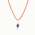 Sun-drenched Chain and Charm Bundle in sterling silver with lapis lazuli and braided cord
