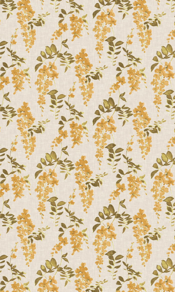 Dimout Floral Home Textile Fabric Material By the Metre (Honey Yellow/ Grey)