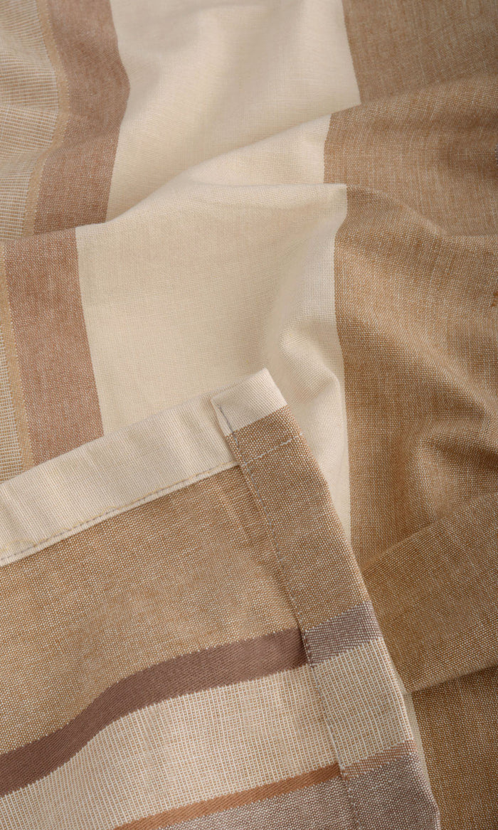 Cotton Pinch Pleat, Rod Pocket, Eyelet Curtains (Beige/ Brown)