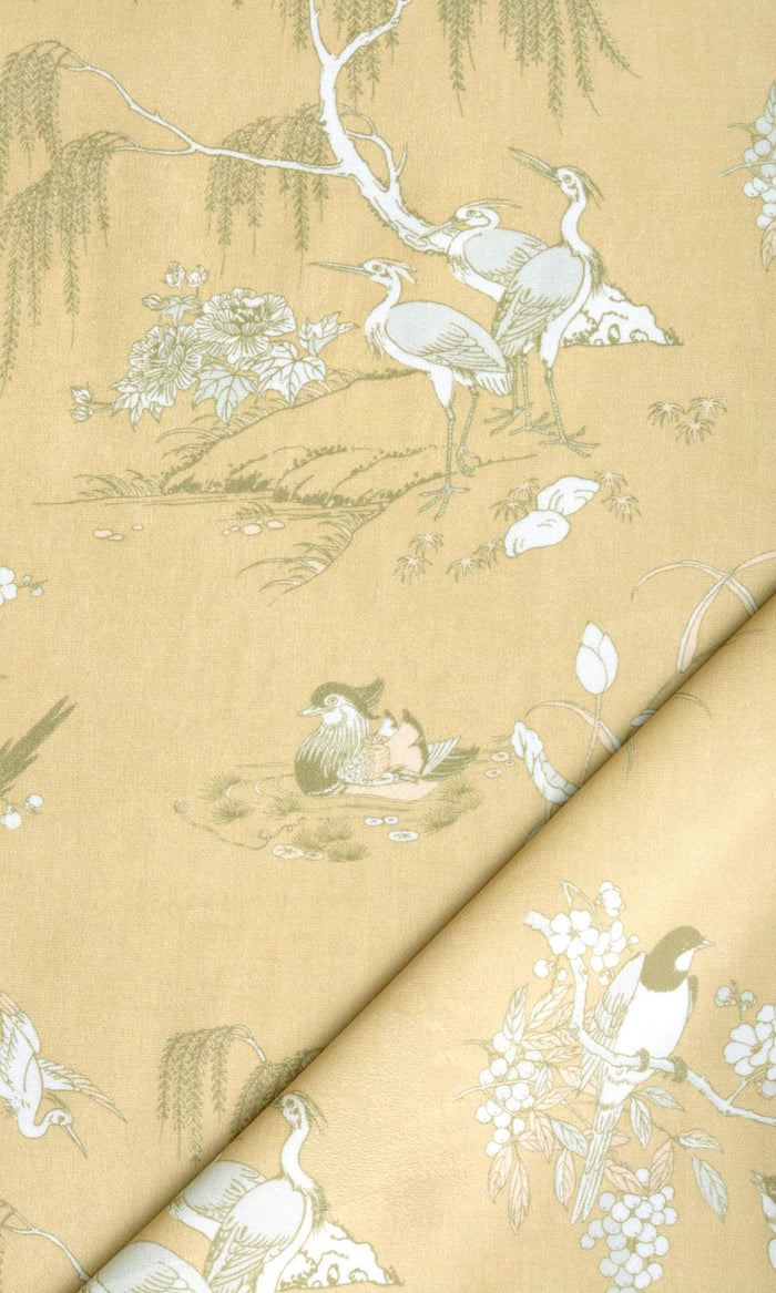 Chinoiserie Toile Velvet Home Textile Fabric Material By the Metre (Yellow)