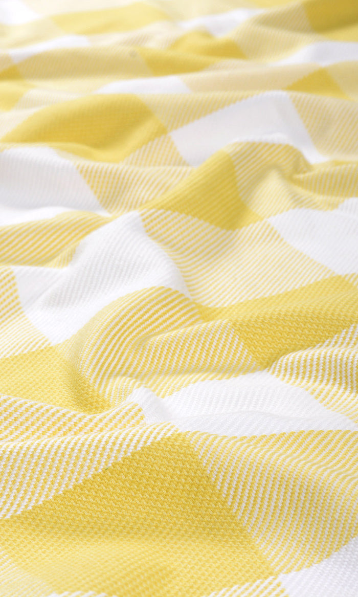 Buffalo Check Drapes for Living, Bedroom, Kitchen, Bathroom (Lemon Yellow/ White)
