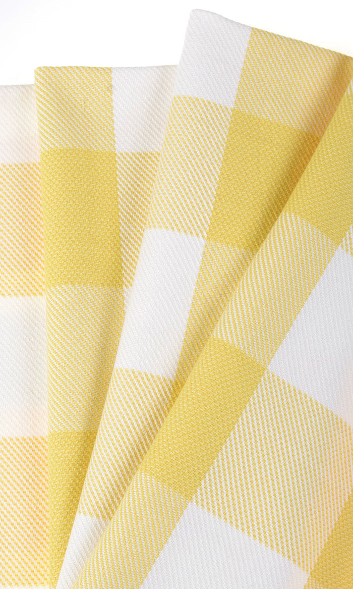 Buffalo Check Drapes (Lemon Yellow/ White) Extra Long Short Wide