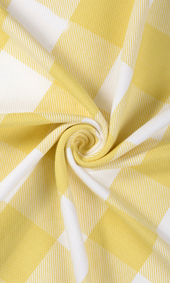Buffalo Check Curtains / Drapes / Window Drapery Panels (Lemon Yellow/ White)
