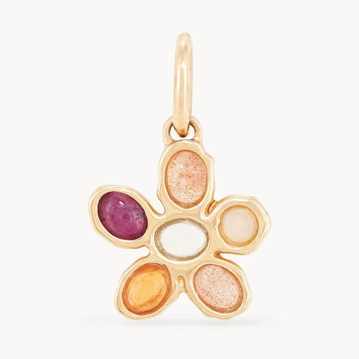 Sunset Forget-me-not Pink Flower Charm in 10k yellow gold