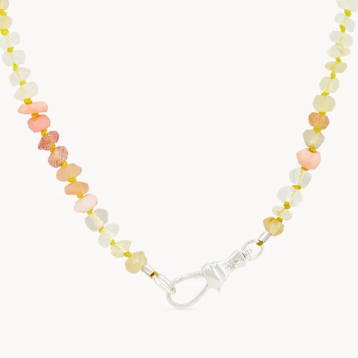 Sunset Multicolor Beaded Mood Necklace in sterling silver with diamonds