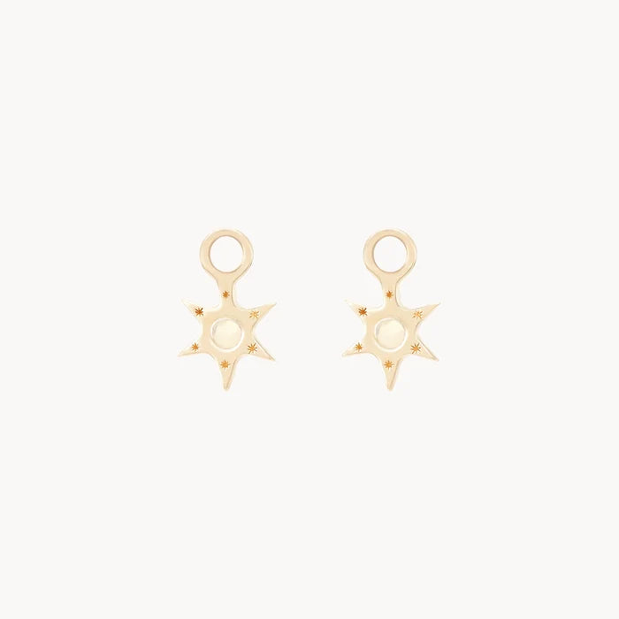 sunspire opal earring charm - 10k yellow gold, opal, sapphire gemstones