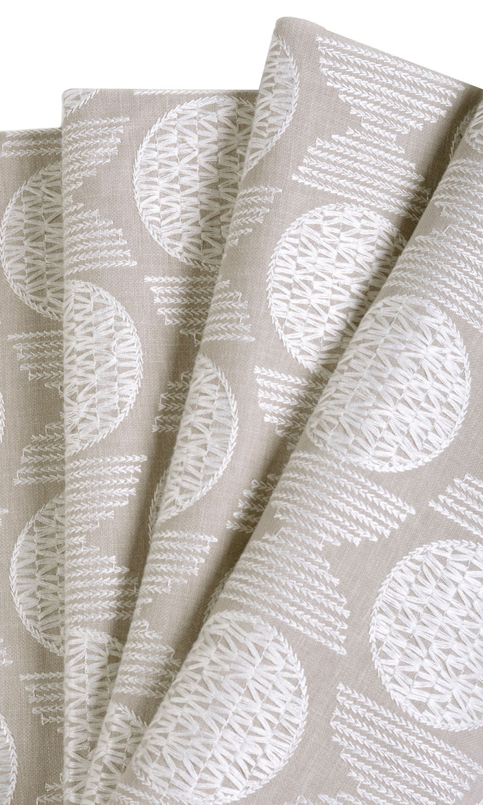 Geometric Patterned Pinch Pleat, Rod Pocket, Eyelet Curtains (Oatmeal Beige)
