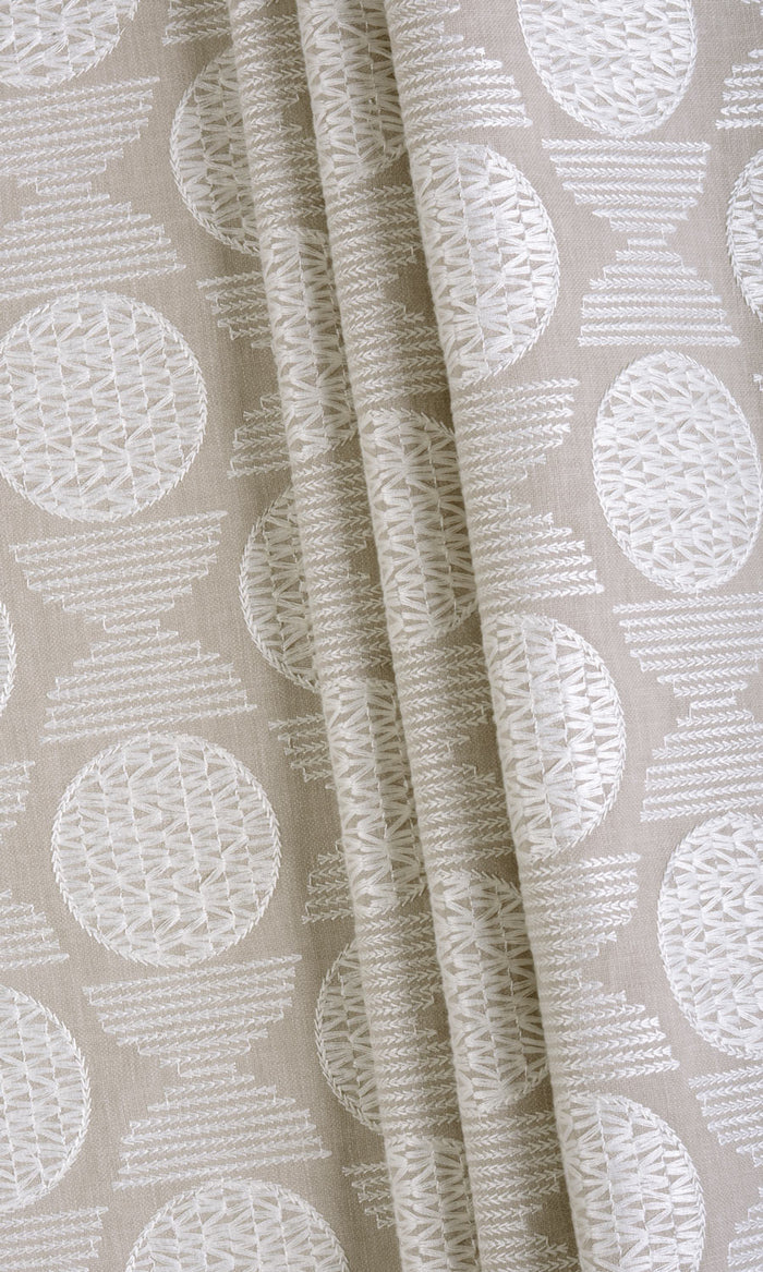 Geometric Patterned Curtains (Oatmeal Beige) Extra Long Short Wide