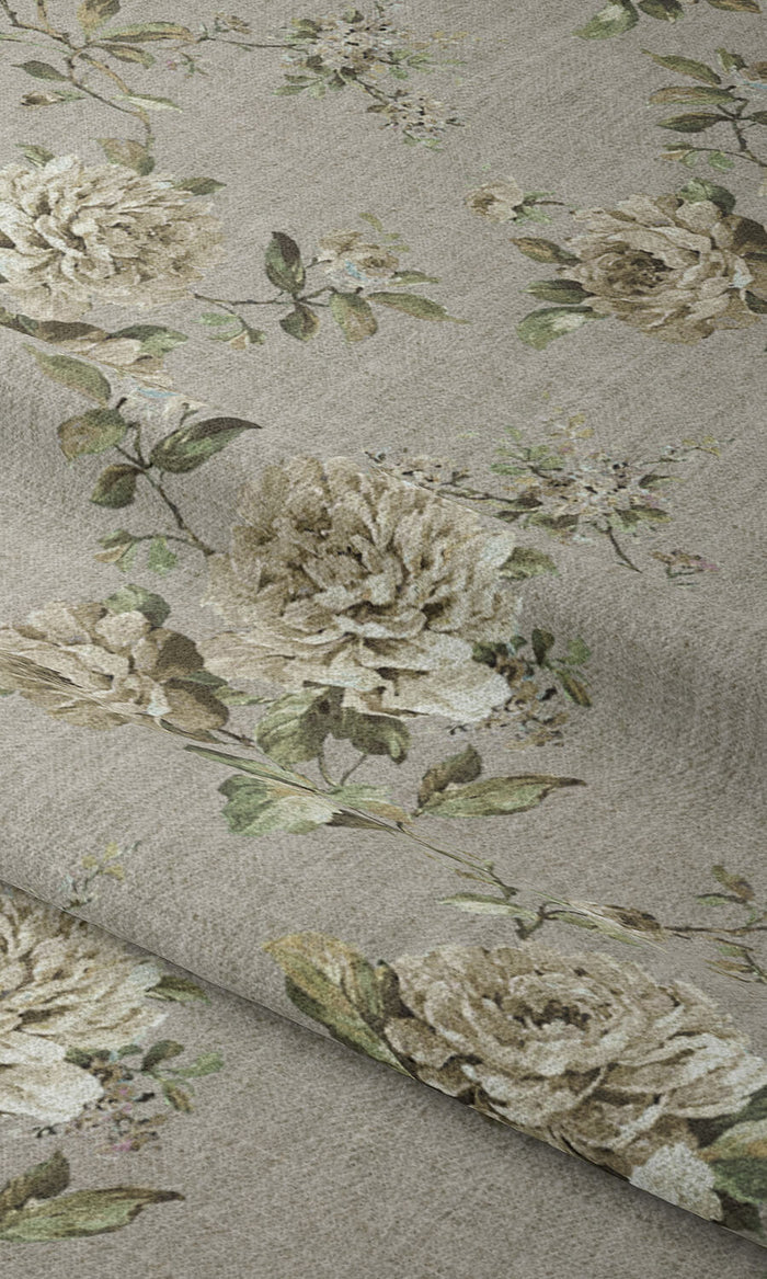 Country Floral Curtains (Warm Grey) Extra Long Short Wide