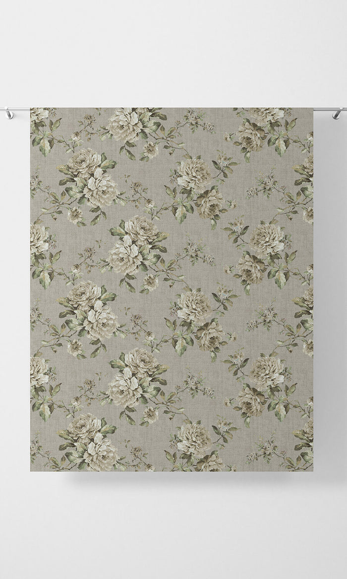 Country Floral Home Décor Fabric By the Metre (Warm Grey)
