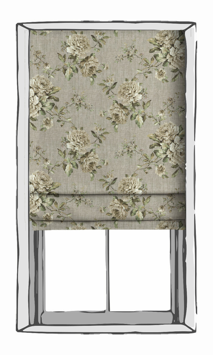 Country Floral Window Treatments Fabric By the Metre (Warm Grey)