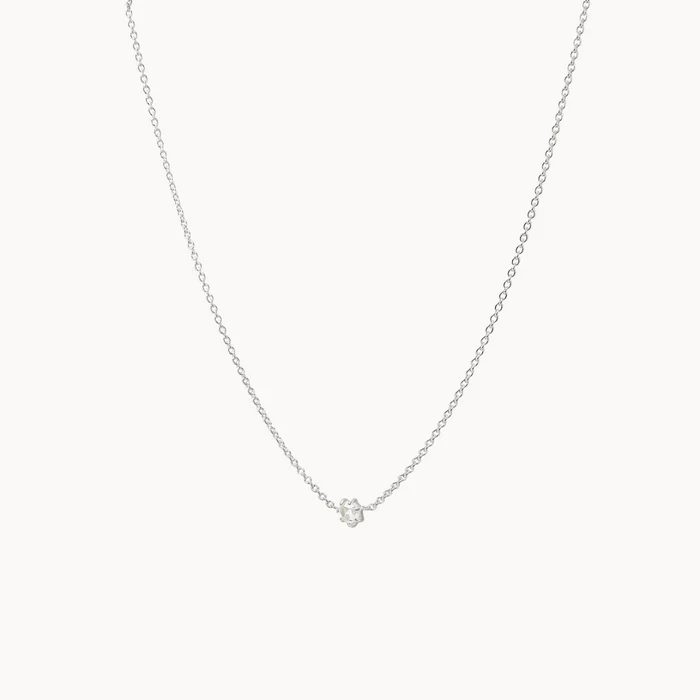 Supernova White Sapphire Necklace in sterling silver, alternate angle detail view
