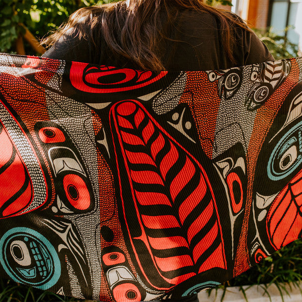 Sustaining Our Future indigenous art shawl by Kwiaahwah Jones Canada
