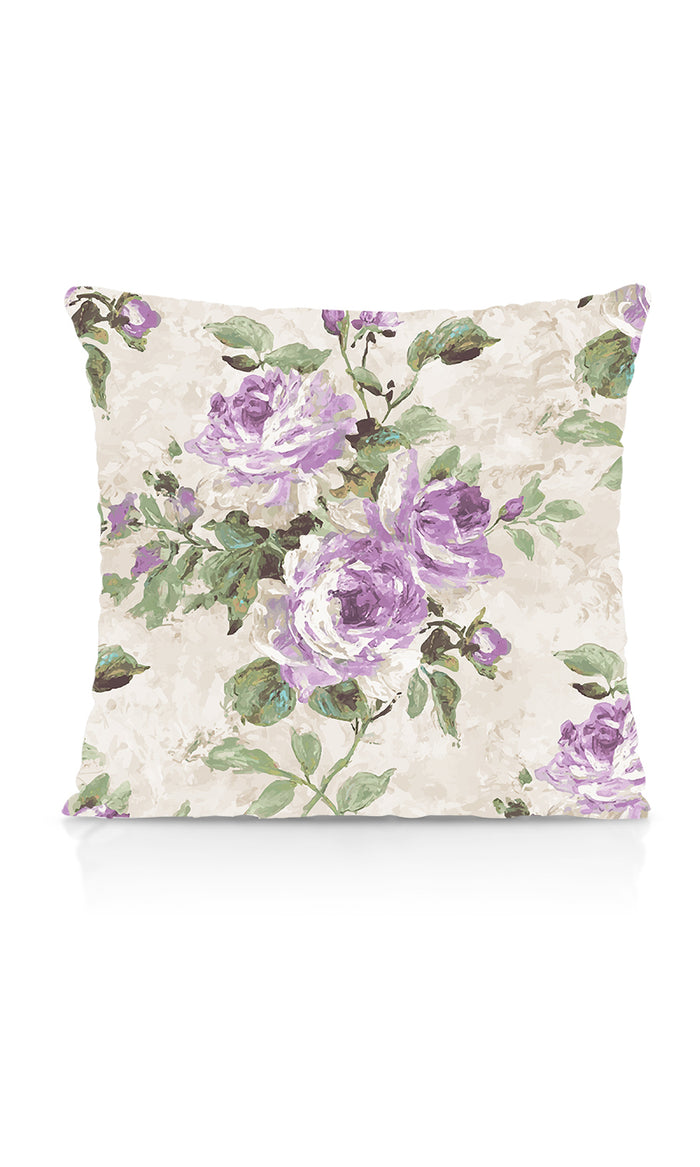 Dimout Floral Drapery (Purple/ Ivory/ Grey) Extra Long Short Wide
