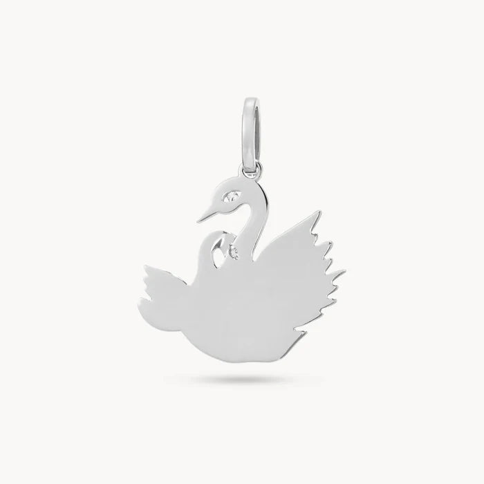 swan mama charm - sterling silver, diamonds