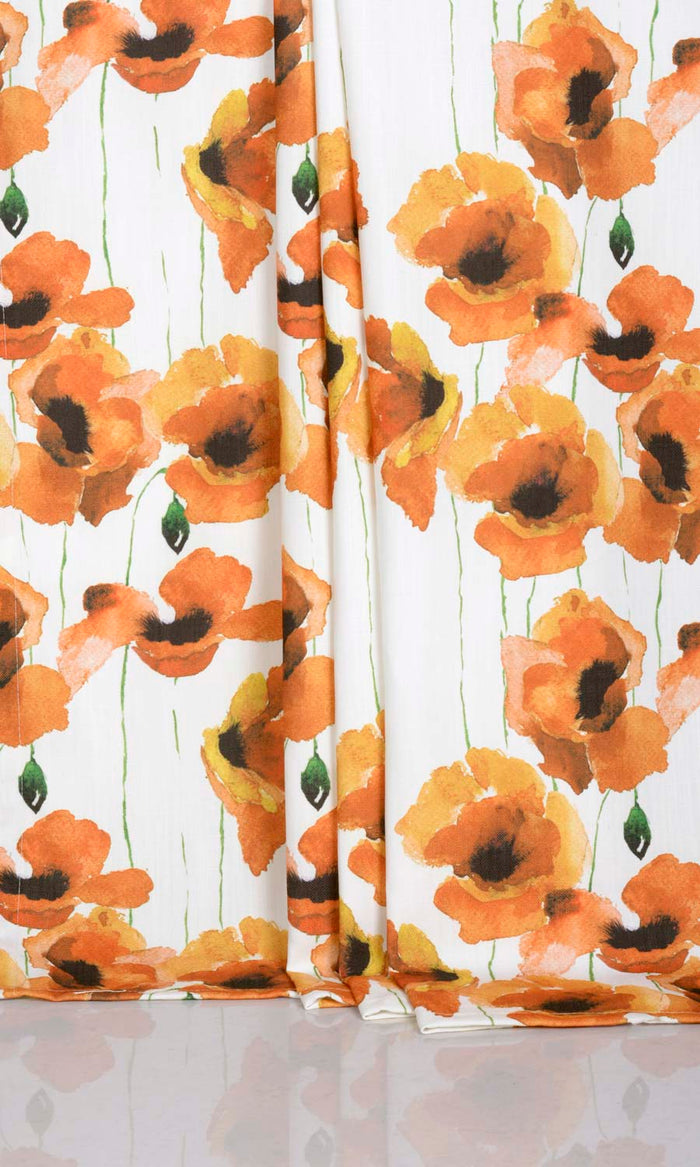 Floral Print Curtains for Living, Bedroom, Kitchen, Bathroom (Orange/ Yellow)