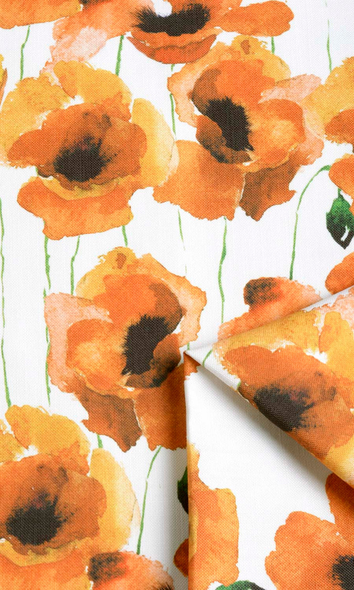 Floral Print Pinch Pleat, Rod Pocket, Eyelet Curtains (Orange/ Yellow)