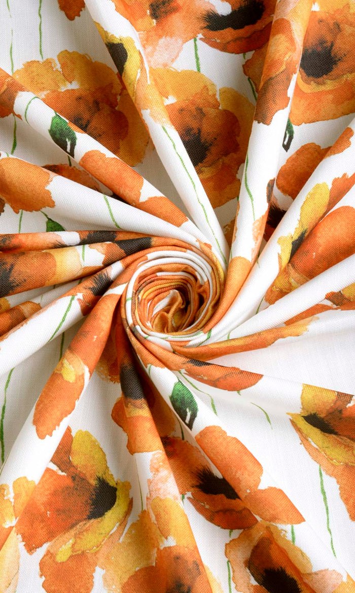 Floral Print Any Size Style Curtains (Orange/ Yellow)