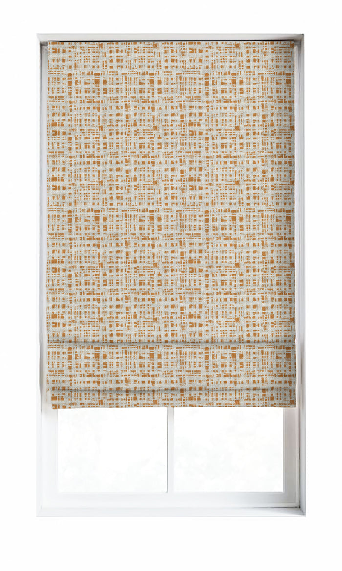 Abstract Print Window Treatments Fabric By the Metre (Eggshell White/ Orange)