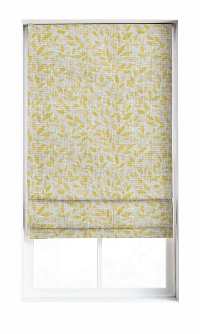 Botanical Print Curtains for Living, Bedroom, Kitchen, Bathroom (White/ Yellow)