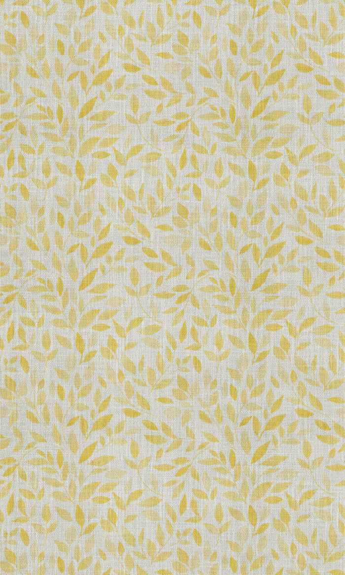 Botanical Print Fabric Material By the Metre (White/ Yellow)
