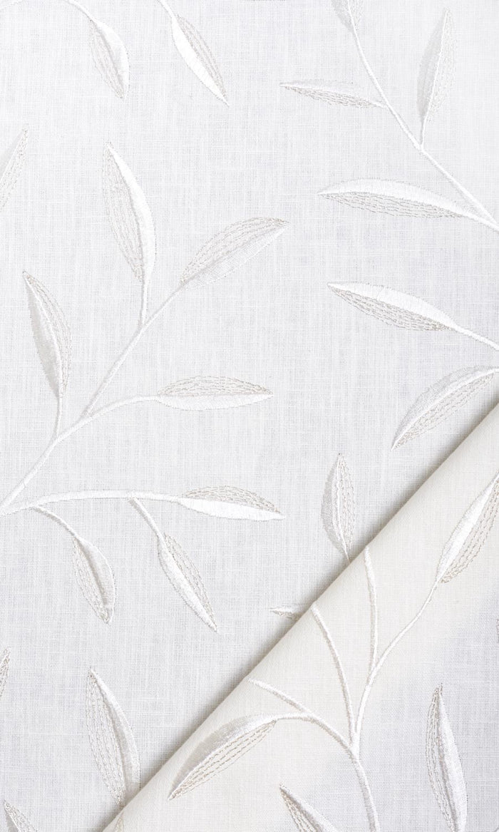Floral Embroidery Home Textile Fabric Material By the Metre (White/ Cream)