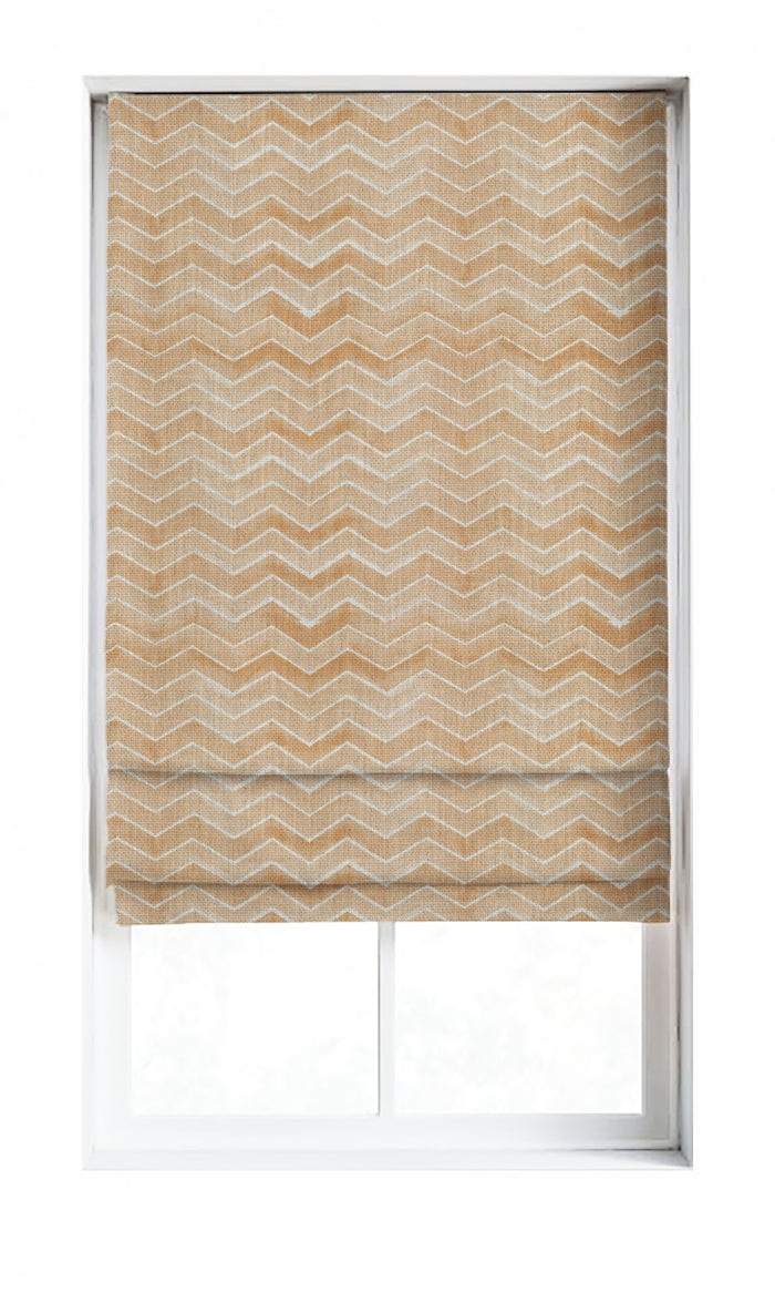 Chevron Print Window Treatments Fabric By the Metre (Orange/ Brown)