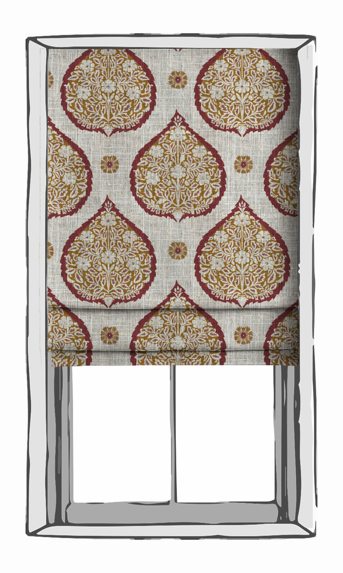 Paisley Window Treatments Fabric By the Metre (Red/ Orange)