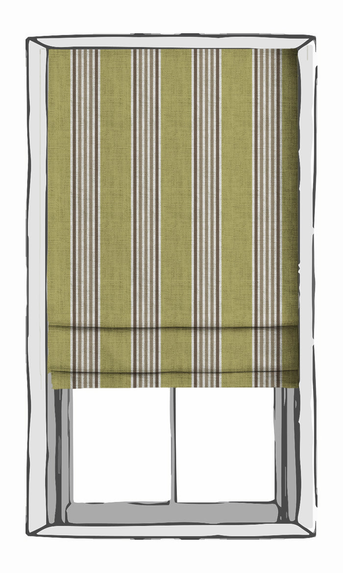 Striped Curtains (Chartreuse Green/ Brown) Extra Long Short Wide
